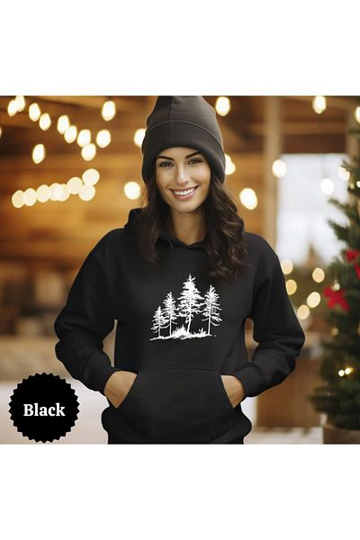 LA GULER Unisex Winter Hooded Oversize Hoodies - Πεύκα με στάμπα, 3 νήματα βαμβακερή σαρδόνια