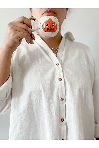 Mugtasarım 24K Gold Ceramic Cup - Gilded Handmade, Double Turkish Coffee, Halloween and Halloween Day