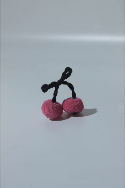 ÖZPAŞ TEKSTİL VE AKSESUAR Double Pompom with Pink Black Knots 10 Pieces