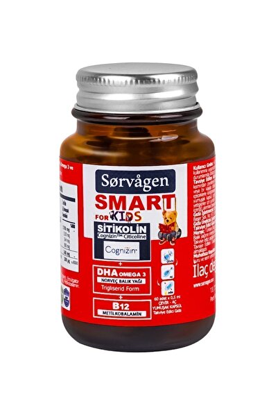 Sorvagen Smart Kids Sitikolin Dha Omega 3 Norveç Balık Yağı B12 60 Kapsül
