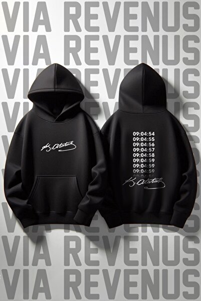 Vordevia Hanorac cu glugă cu 3 fire imprimate Atatürk