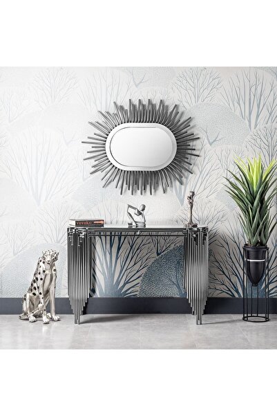 VOVOKO Aynalı Dresuar Takım Dresuar Pufsuz 140 Cm Ultra Lak Kaplama Konsol