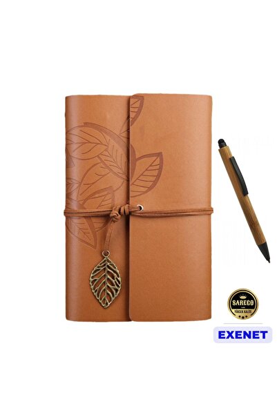 EXENET دفتر ملاحظات عتيق الحنين وقلم حبر جاف من الخيزران - مجموعة VIP مكونة م...