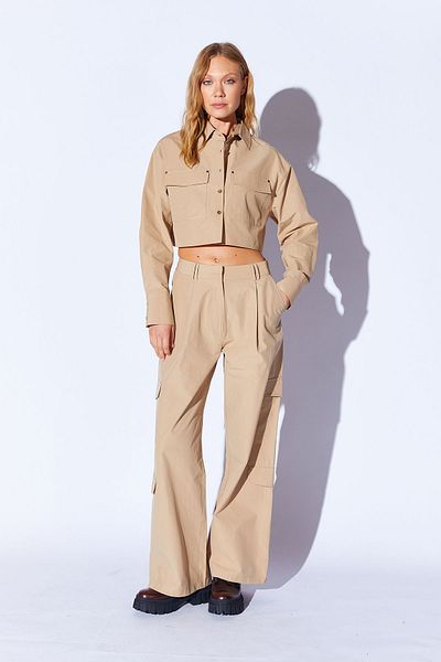 EDITION WOMAN Beige Double Pocket Thick Soft Women's Trousers - Ek 10009006