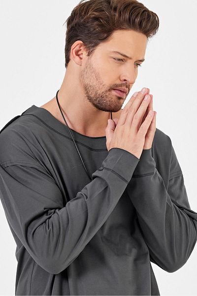 BABBOSS Tricou cu mânecă lungă și guler larg, cu croiala relaxată