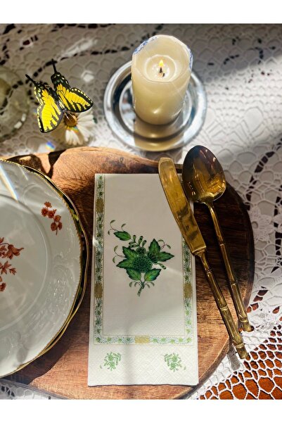 Antique Dream Apponyi Green Garson Katlama Sunum Peçetesi 16lı