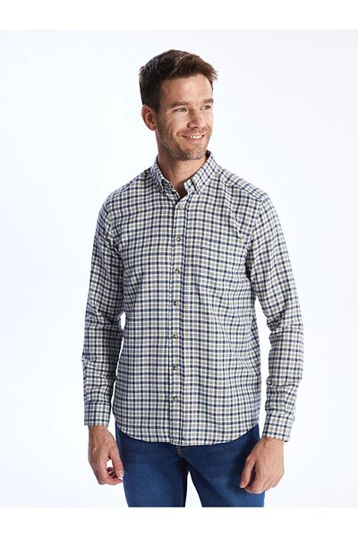 LC Waikiki AYMİRA CLOTHING Classic Regular Fit Long Sleeve Plaid Gabardine Men's Shirt