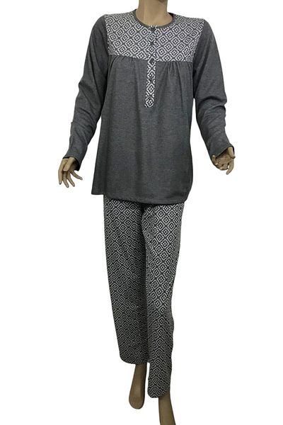 NENA COLLECTION Women's Placket Pajamas 14263 Anthracite