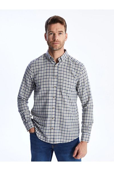 LC Waikiki AYMİRA CLOTHING Classic Regular Fit Long Sleeve Plaid Gabardine Men's Shirt