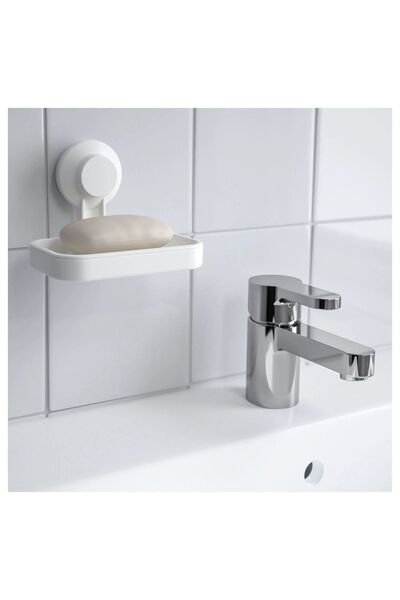 IKEA 2 Piece Suction Cup Bathroom Set Ikea Plastic Toilet Paper Holder And Soap Dish White Color