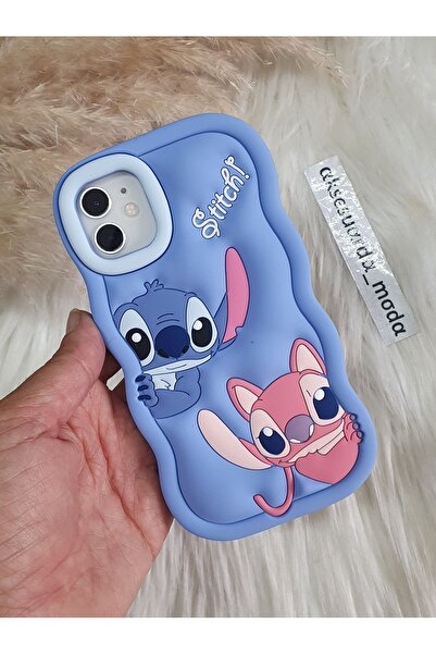 Aksesuarda Moda Iphone 12 Uyumlu Stitch Disney Lilo Ve Stiç Hamur Silikon Lük...