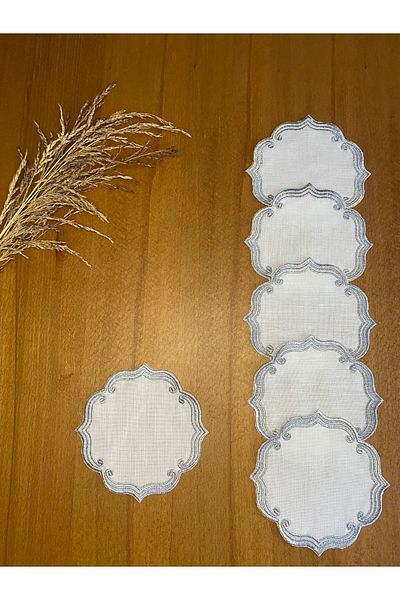 Smiling Home Gardenia Linen Silver Color Κομψή χαρτοπετσέτα παρουσίασης κοκτέιλ 6 τεμαχίων με σχέδιο Ivy