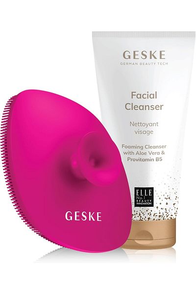 Geske Foaming Cleanser with Aloe Vera & B5 + 5-in-1 Sonic Brush Skincare Set for Radiant Skin - Magenta