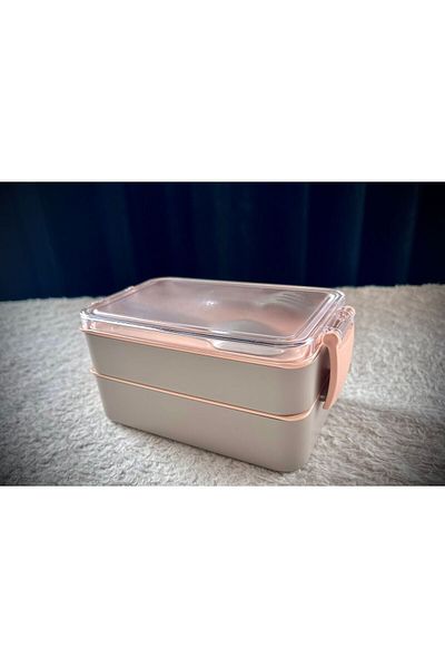 LEON LİFE Leon Life 2 Tier Lunch Box - with Fork and Spoon Gift