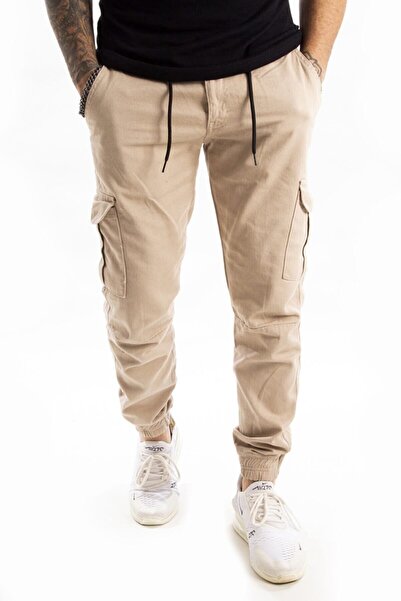 DeepSEA Ανδρικό παντελόνι Cargo Slim Fit - Πέτρινο τελείωμα και ελαστική μέση...