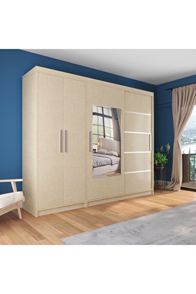 yılwood Sürgülü Gardırop Kısmı Kapaklı Sürgülü Gardırop 270cm /210 cm (KOTON VİZON)