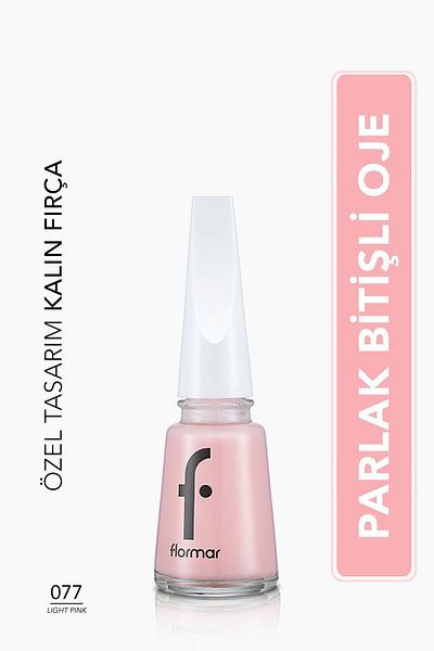 Flormar High Pigmented Shiny Finish Nail Polish-Nail Enamel - 077 Light Pink New 8682536035743