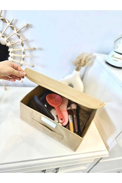 harev home collection درج خزانة باللون البيج وصندوق تخزين الغسيل - 30x23x11 سم