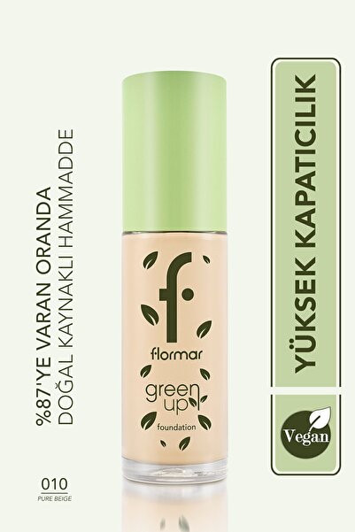 Flormar Green Up Kremsi Dokulu & Mat Bitişli (SOĞUK ALT TON) Vegan Fondöten