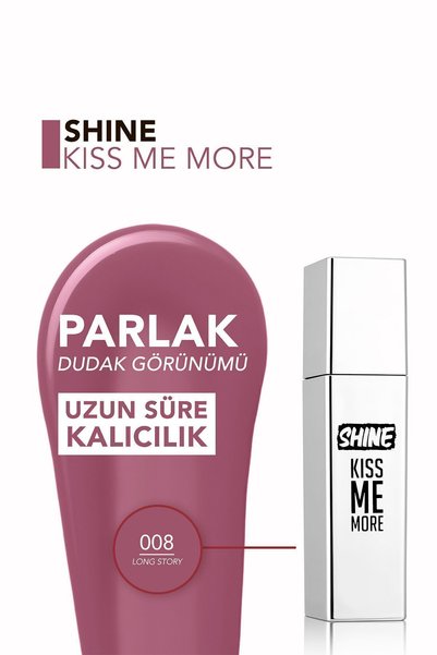 Flormar Kalıcı Parlak Likit Ruj (AÇIK MOR) - Shine Kiss Me More Lls - 008 Long Story - 8682536083812