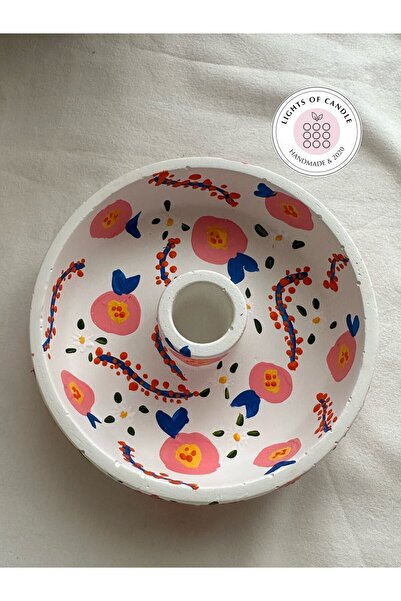 lıghts of candle handmade & 2020 El Yapımı El Çizimi Çiçek Desenli Şamdan Mum...
