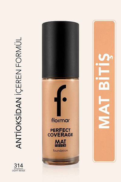Flormar Matte Single Vitamin E Foundation - Matte Touch Foundation - 314 Light Beige -8682536057721