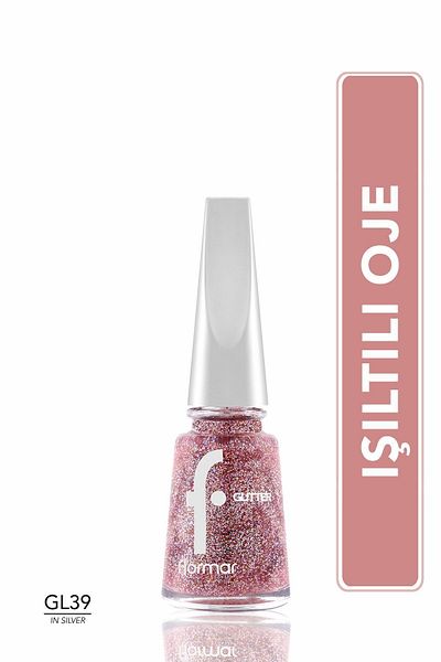 Flormar Glitter Nail Enamel, 39 Red In Silver
