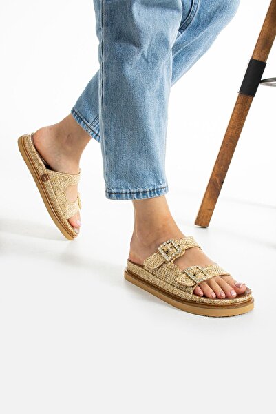 FOLLİNİ Жіночі кремові тапочки з натуральної шкіри