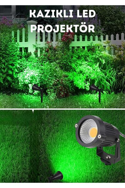 Voxify Kazıklı Çim Armatürü, Yeşil Projektör Bahçe Yol Aydınlatma Çim Aydınla...