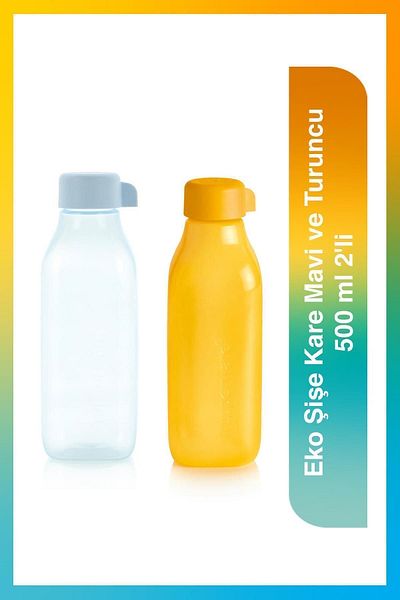 Tupperware eco 500 ml 2-piece Blue and Orange Bottle Square