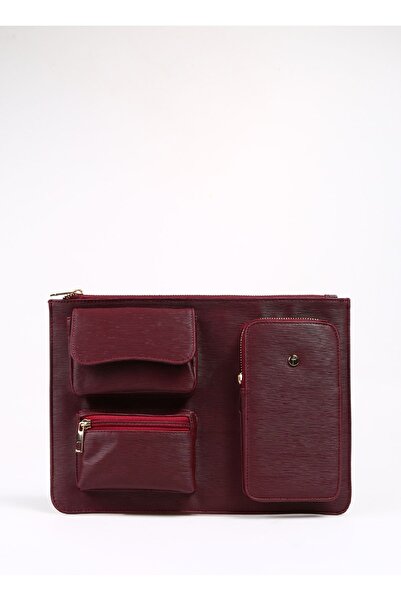 F By Fabrika Bordo Kadın 30 x 5 x 5 cm Fermuarlı Portföy Çanta MIRJAM