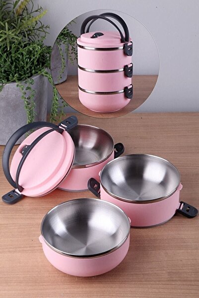 Ensa Shop 3 Katlı Sızdırmaz Yemek Termosu Sefer Tası Saklama Kabı