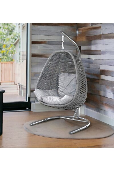 Tu Tienda Armut Salıncak Tek Kişilik Makrome Ip Örgü Bahçe Balkon Ev Salıncağı,gri