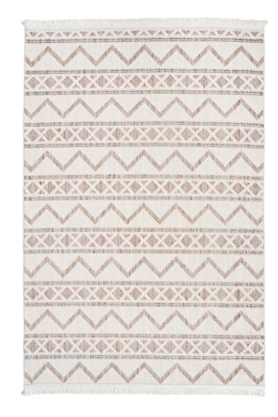 Dolce Vita Halı Bohem 384 Mocha Krem - Kahve Saçaklı Kabartmalı Modern Salon ...