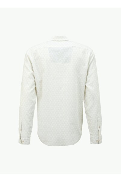 Fabrika Ekru Erkek Düğmeli Basic Baskılı Gömlek F4SM-GML 0401