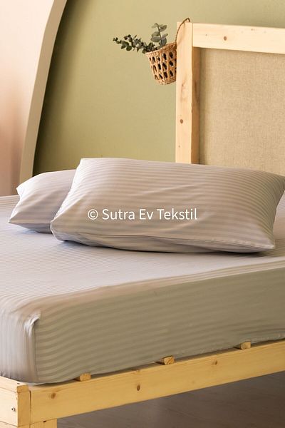 sutra 100% Cotton Satin Double Fitted Sheet Set Large Size
