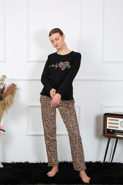 Akbeniz Set de pijamale de damă din bumbac pieptănat cu mâneci lungi - 4129