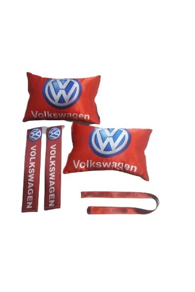 Volkswagen Kırmızı Boyun Yastığı Kemer Set