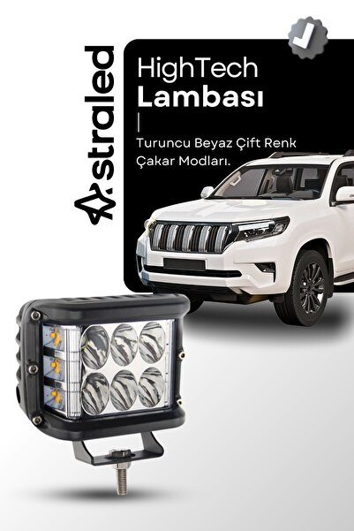 ASTRA LED Kaputüstü 12 Led Turuncu Beyaz 45w 10cm Kare Sis Farı Led Lamba ATV...