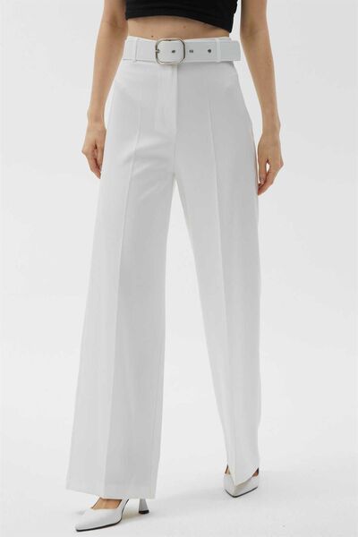Two Mail Belted Trousers WHITE