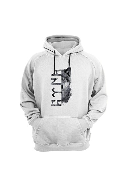 WİDİ Φούτερ Bozkurt Göktürk Text Wolf με στάμπα 100% βαμβάκι με κανονική εφαρμογή