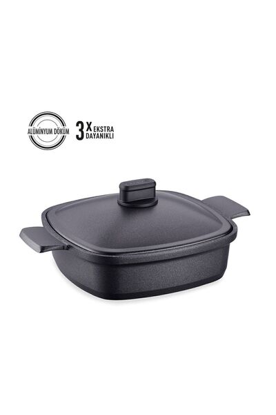 KORKMAZ Casterra Kare Döküm Kısa Tencere 26x26x7