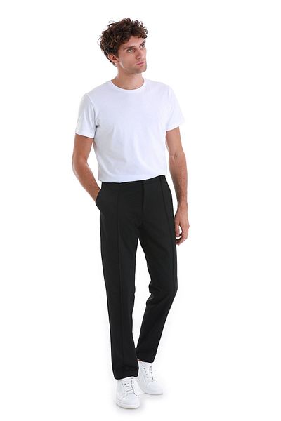 Hatemoğlu Μαύρο παντελόνι Jogger με ίσια πλαϊνή τσέπη Dynamic Fit