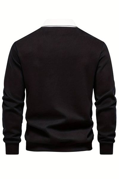 GHASSY CO. Men's Retro Color Blocked Cotton Shirt Collar Sweatshirt