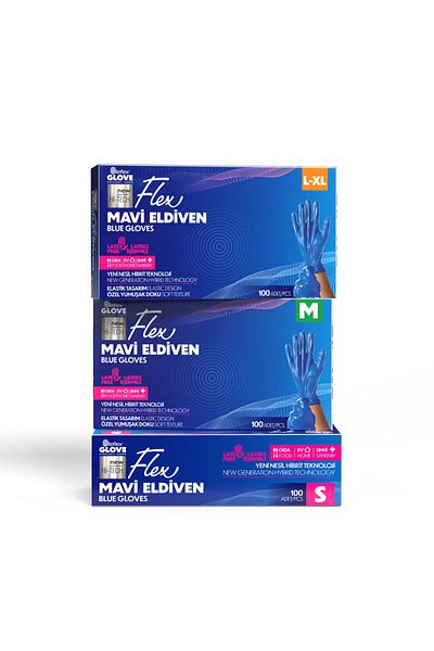 Reflex Flex Eldiven Flex Blue Powder-Free Gloves 100 Pcs (1 BOX) Size M