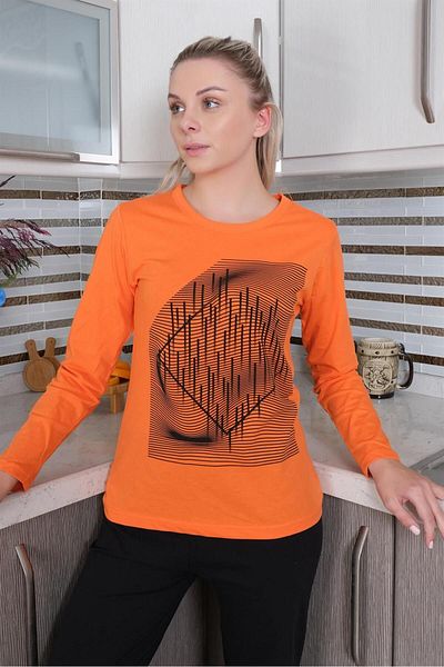 Akbeniz Long Sleeve Striped Women's Combed Cotton Pajama Set - 4177