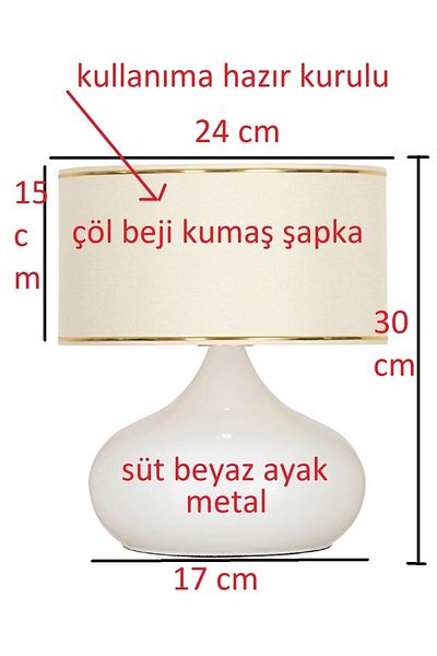 571 Store Beige Color Table with Metal Legs - Bedside Table - Display Lampshade