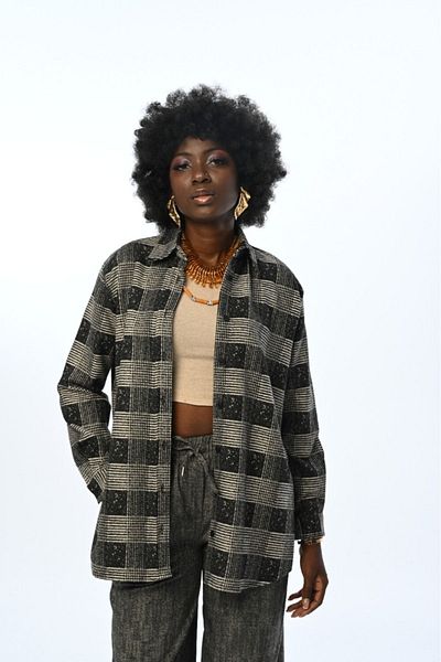 Orfeo Negro Γυναικείο πουκάμισο Oversize με σχέδιο
