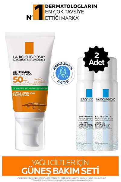 La Roche Posay Yağlı Ciltler İçin Cilt Bakım Seti: Anthelios Oil Control SPF50+ Güneş Kremi& Termal Su x2
