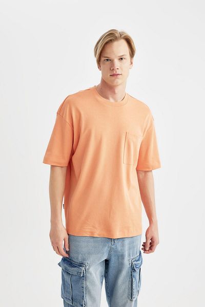 DeFacto Oversize-T-Shirt mit Rundhalsausschnitt – 100 % Baumwolle, kurze Ärmel, schwerer Stoff T3661az24sp